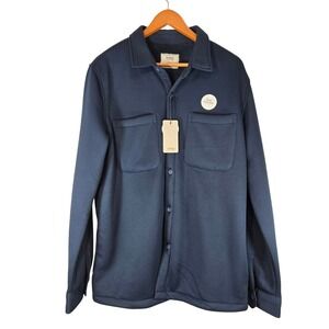 Nomad by Craft + Flow Mens Sherpa Lined Waffle Knit Shirt Jacket Navy Blue L NWT
